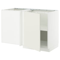 METOD corner base cabinet with shelf, white/Veddinge white, 128x68 cm