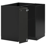 METOD corner base cabinet with shelf, black-grey/Nickebo matt anthracite, 88x88 cm