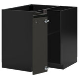 METOD corner base cabinet with shelf, black-grey/Upplöv matt anthracite, 88x88 cm