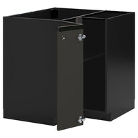METOD corner base cabinet with shelf, black-grey/Upplöv matt anthracite, 88x88 cm