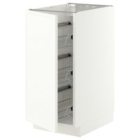 METOD base cabinet with wire baskets, white/Aspudden matt white, 40x60 cm