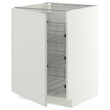 METOD base cabinet with wire baskets, white/Aspudden light grey, 60x60 cm
