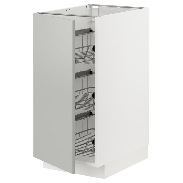 METOD - Base cabinet with wire baskets, white/Havstorp light grey, 40x60 cm