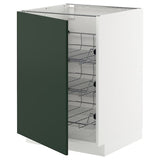 METOD base cabinet with wire baskets, white/Havstorp deep green, 60x60 cm