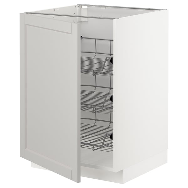 METOD base cabinet with wire baskets, white/Lerhyttan light grey, 60x60 cm