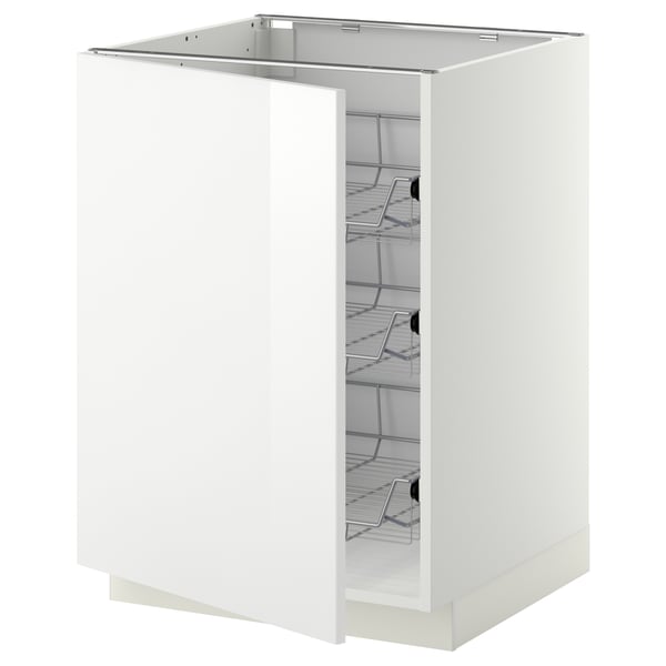 METOD base cabinet with wire baskets, white/Ringhult white, 60x60 cm