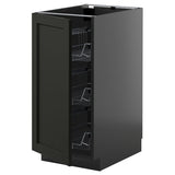 METOD base cabinet with wire baskets, black-grey/Lerhyttan black stained, 40x60 cm