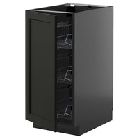 METOD base cabinet with wire baskets, black-grey/Lerhyttan black stained, 40x60 cm