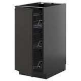 METOD base cabinet with wire baskets, black-grey/Upplöv matt anthracite, 40x60 cm