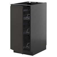 METOD base cabinet with wire baskets, black-grey/Upplöv matt anthracite, 40x60 cm