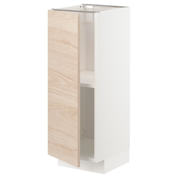 METOD base cabinet with shelves, white/Askersund light ash effect, 30x37 cm