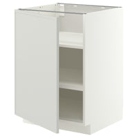METOD base cabinet with shelves, white/Aspudden light grey, 60x60 cm