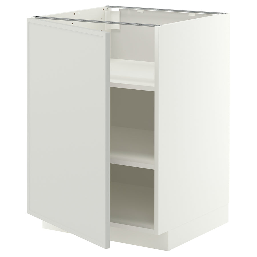 METOD base cabinet with shelves, white/Aspudden light grey, 60x60 cm