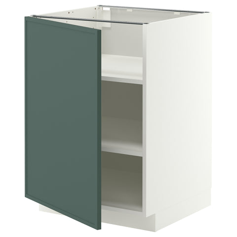 METOD base cabinet with shelves, white/Aspudden dark grey-green, 60.0x80.0x60.0 cm