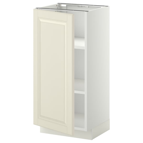 METOD base cabinet with shelves, white/Bodbyn off-white, 40x37 cm