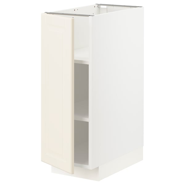 METOD base cabinet with shelves, white/Bodbyn off-white, 30x60 cm