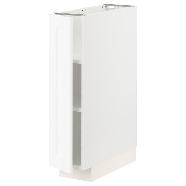 METOD base cabinet with shelves, white Enköping/white wood effect, 20x60 cm