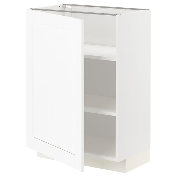 METOD base cabinet with shelves, white Enköping/white wood effect, 60x37 cm