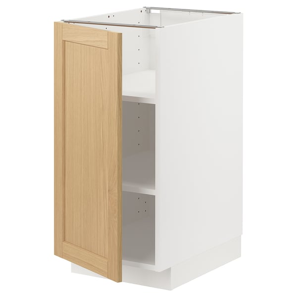 METOD base cabinet with shelves, white/Forsbacka oak, 40x60 cm
