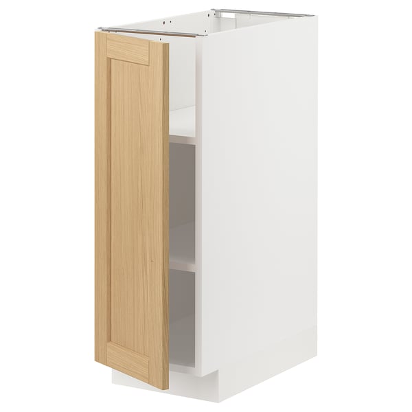 METOD base cabinet with shelves, white/Forsbacka oak, 30x60 cm