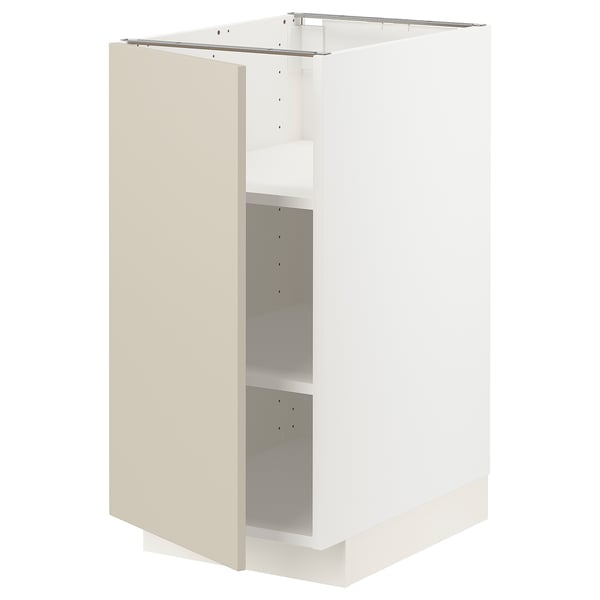 METOD base cabinet with shelves, white/Havstorp beige, 40x60 cm