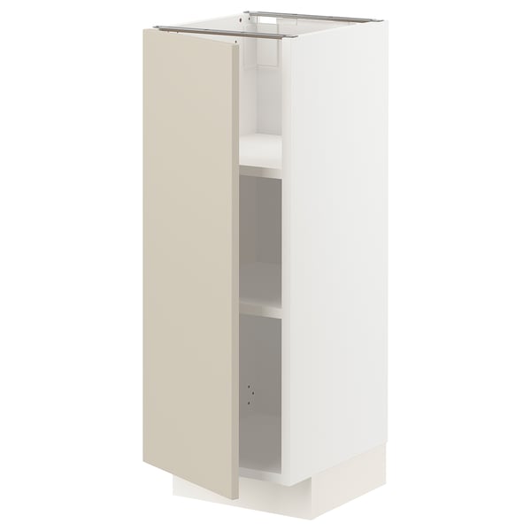 METOD base cabinet with shelves, white/Havstorp beige, 30x37 cm