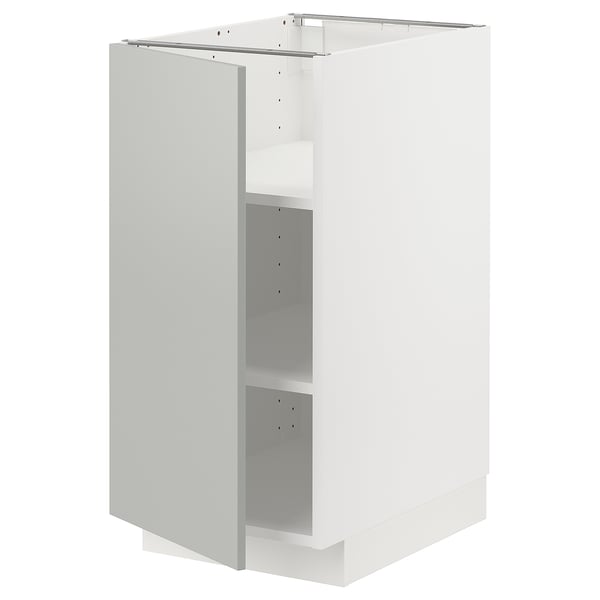 METOD base cabinet with shelves, white/Havstorp light grey, 40x60 cm