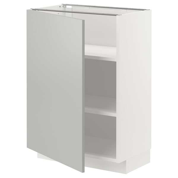 METOD - Base cabinet with shelves, white/Havstorp light grey, 60x37 cm
