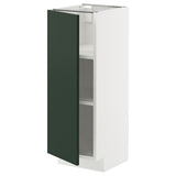 METOD base cabinet with shelves, white/Havstorp deep green, 30x37 cm