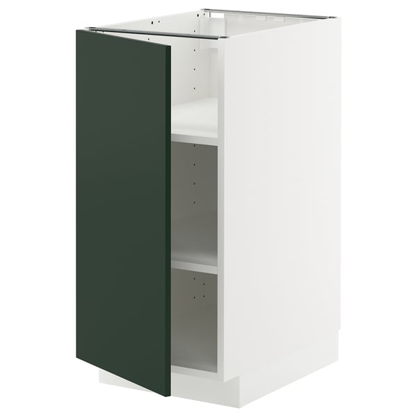 METOD base cabinet with shelves, white/Havstorp deep green, 40x60 cm