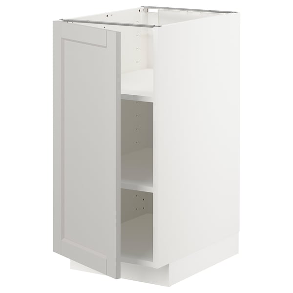 METOD base cabinet with shelves, white/Lerhyttan light grey, 40x60 cm