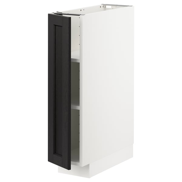 METOD base cabinet with shelves, white/Lerhyttan black stained, 20x60 cm