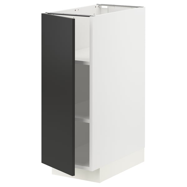 METOD base cabinet with shelves, white/Nickebo matt anthracite, 30x60 cm