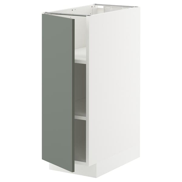 Ikea METOD - Base cabinet with shelves, white/Nickebo matt grey-green, 30x60 cm