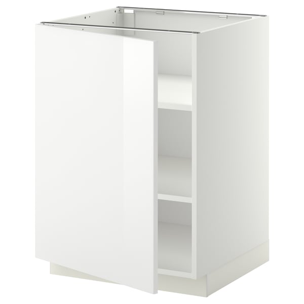 METOD base cabinet with shelves, white/Ringhult white, 60x60 cm