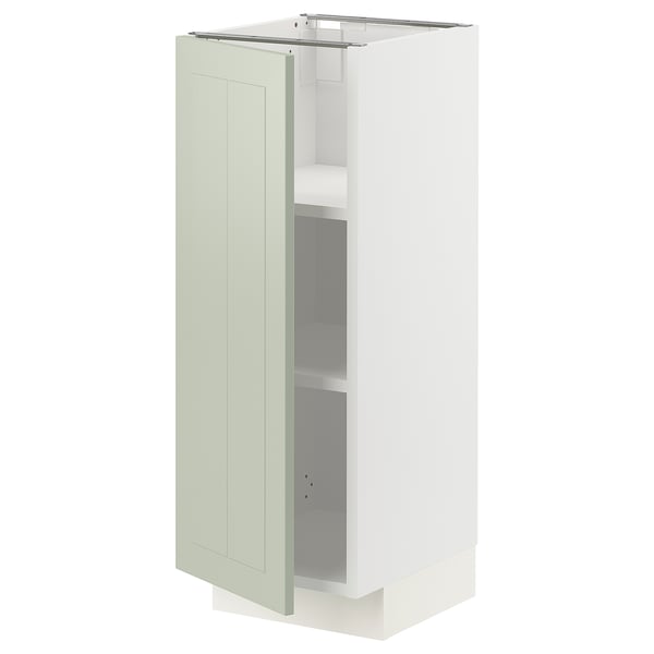 METOD base cabinet with shelves, white/Stensund light green, 30x37 cm