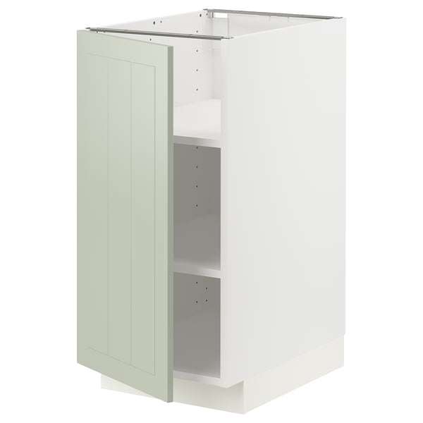 METOD base cabinet with shelves, white/Stensund light green, 40x60 cm