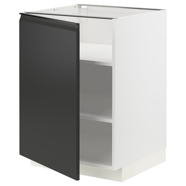 METOD base cabinet with shelves, white/Upplöv matt anthracite, 60x60 cm