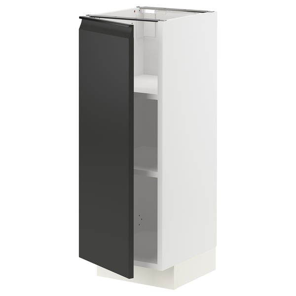 METOD base cabinet with shelves, white/Upplöv matt anthracite, 30x37 cm