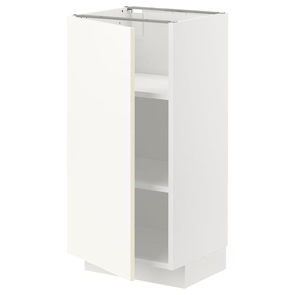 METOD base cabinet with shelves, white/Vallstena white, 40x37 cm