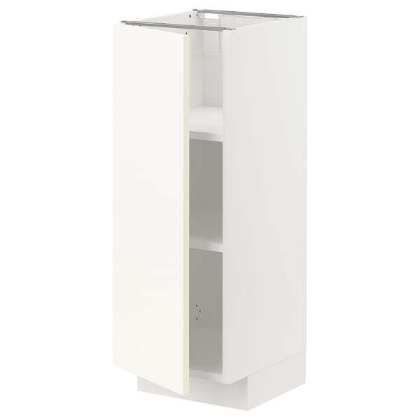 METOD base cabinet with shelves, white/Vallstena white, 30x37 cm