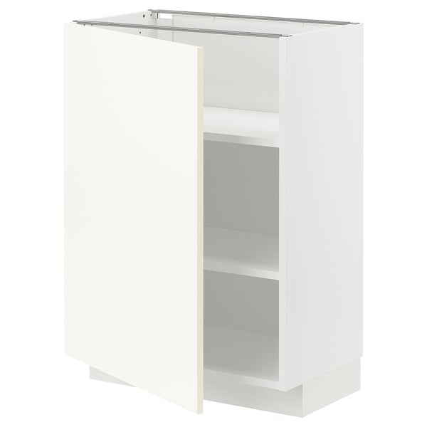 METOD base cabinet with shelves, white/Vallstena white, 60x37 cm