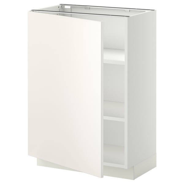 METOD base cabinet with shelves, white/Veddinge white, 60x37 cm