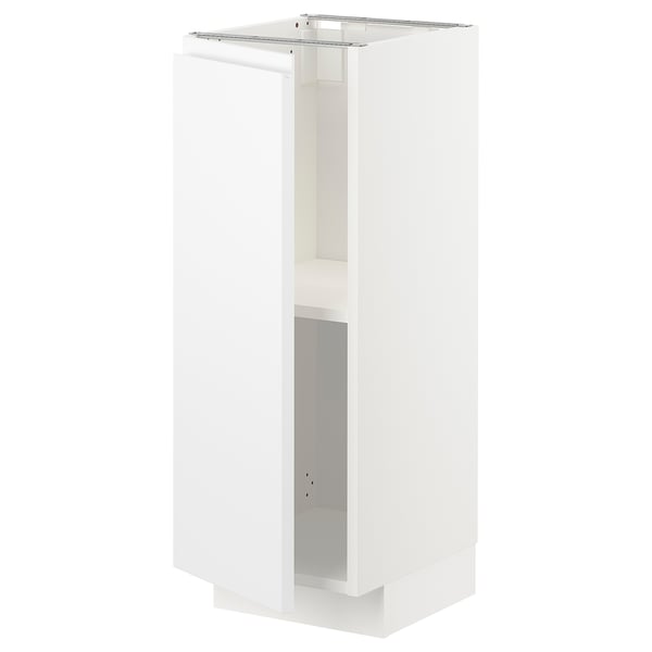 METOD base cabinet with shelves, white/Voxtorp matt white, 30x37 cm