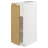METOD base cabinet with shelves, white/Voxtorp oak effect, 30x60 cm