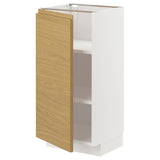 METOD base cabinet with shelves, white/Voxtorp oak effect, 40x37 cm