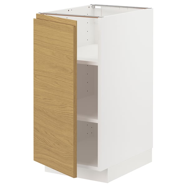 METOD base cabinet with shelves, white/Voxtorp oak effect, 40x60 cm