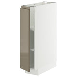 METOD base cabinet with shelves, white/Voxtorp high-gloss dark grey-brown, 20x60 cm