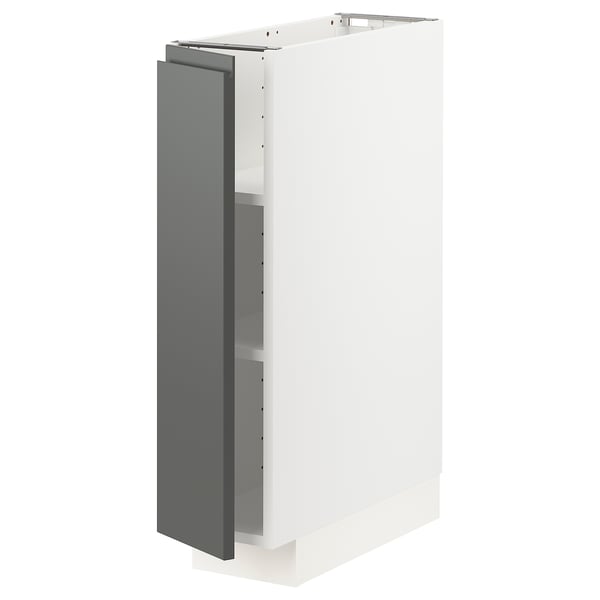 METOD base cabinet with shelves, white/Voxtorp dark grey, 20x60 cm