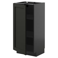 METOD base cabinet with shelves, black-grey/Lerhyttan black stained, 40x37 cm